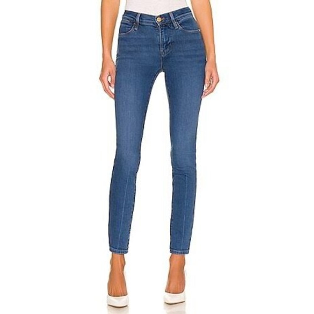FRAME Le High Skinny Jeans Medium Blue Wash High Rise Denim Size 28